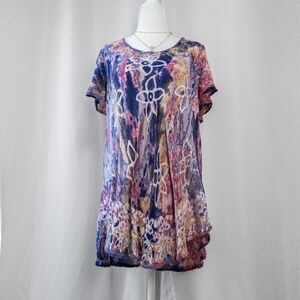 India Boutique Pink & Purple Tie Dye Short Sleeve Tunic